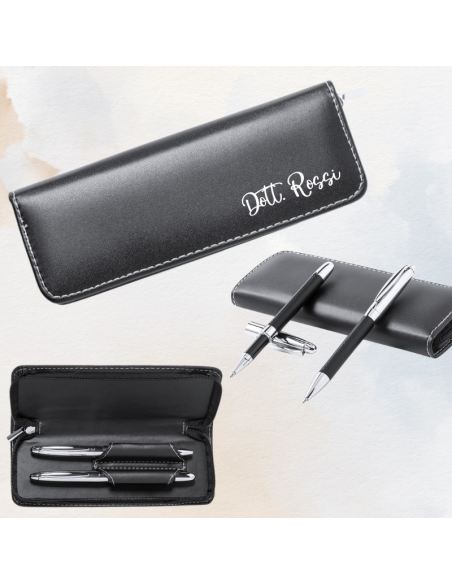 Set penne con custodia in similpelle personalizzata